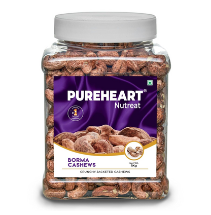 Pureheart Borma Cashews/Skin Unpeeled Cashews Natural Whole Kaju - Nutty Flavor Cashew Nuts with Skin