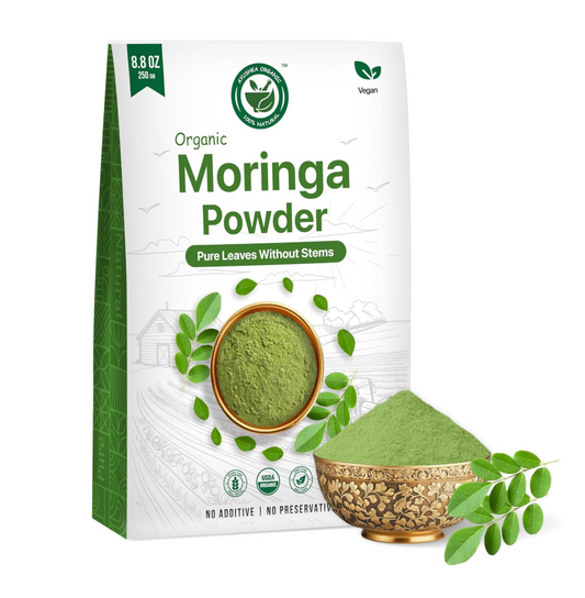 Moringa Powder 250g | USDA Organic Certified Drumstick Leaves Powder | 100% Pure & Fresh Moringa Leaf Powder | Rich in Vitamins, Minerals & Antioxidants | Natural Superfood for Energy, Stamina & Vitality | Non-GMO & No Preservatives AYUSHKA ORGANIC