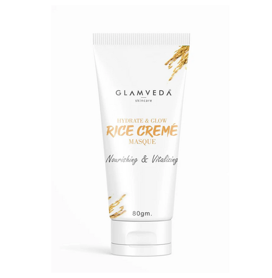 Glamveda Rice Creme Masque & Glow Cream Mask | Face Mask for Glowing Skin & Dull, Dry, Sensitive Skin | New-Age Ubtan Face Pack for All Skin Types | Men & Women | No Paraben, SLS | 80gm Pack of 1