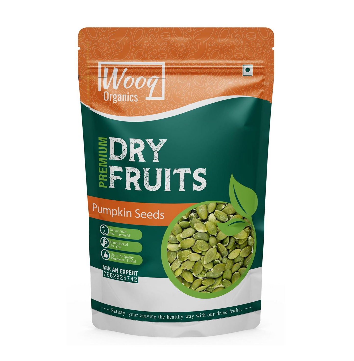 Wooq Organics Jumbo Raw Pumpkin Seeds 250g Protein and Fiber Rich Superfood