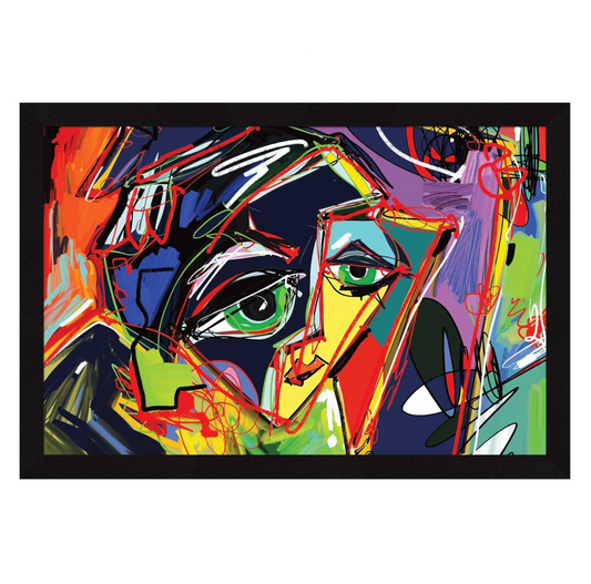 Abstract Faces Wall Decor Paintings with Frame for Home Decoration - Painting for Living Room - Framed Painting for Wall Decoration, 12.0 X 18.0 inches, Set Of 1