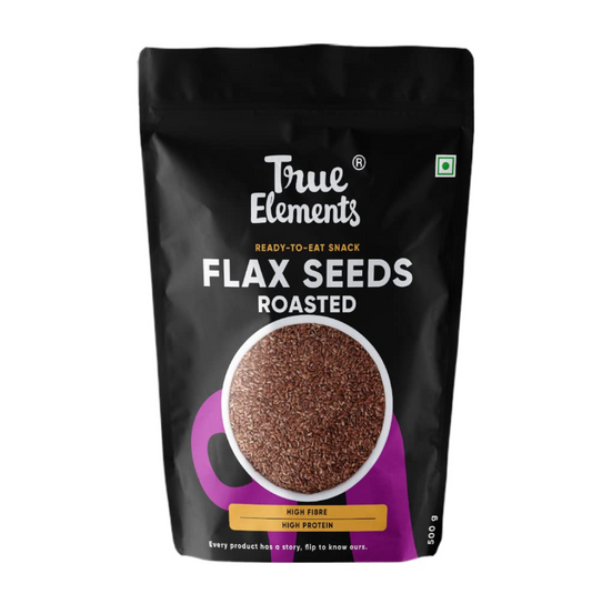 Roasted Flax Seeds by True Elements - Flax Seeds for Hair Growth | Alsi Seeds | Edible Seeds | Fibre & Protein Rich Superfood | Diet Food for Weight Loss