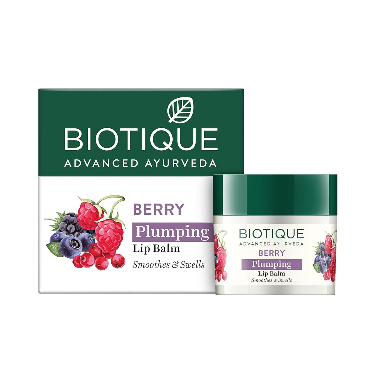Biotique Berry Plumping Lip Balm packaging on a white background