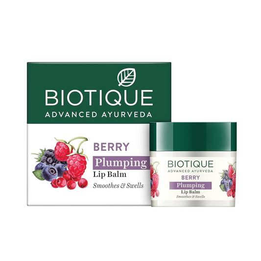 Biotique Berry Plumping Lip Balm packaging on a white background