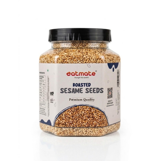 Eatmate Roasted Sesame Seeds 100g | Calcium & Fiber Rich Safed Til | Nutty Crunchy Vegetarian Seeds for Eating, Cooking, Baking, Laddoo, Chikki & Tadka | Healthy Snack Ingredient (100g)