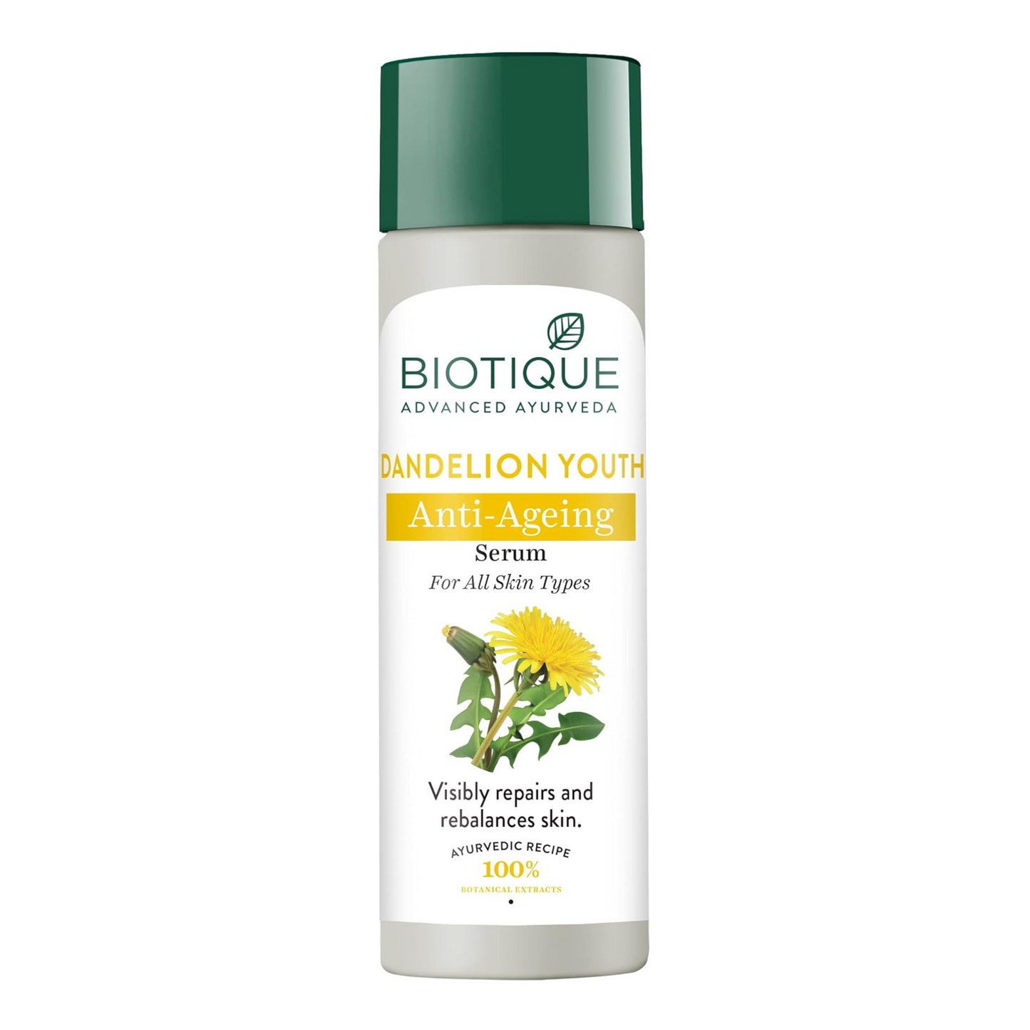 Biotique Dandelion Youth Anti-Ageing Serum| Ayurvedic and Organically Pure| Anti-Ageing Serum for Men & Women| Reduces Fine Lines & Wrinkles |100% Botanical Extracts| All Skin Types | 190ml