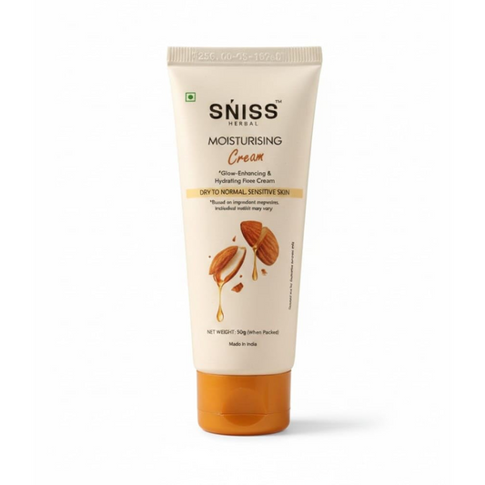 SNISS Herbal Moisturising Cream for Dry to Normal Sensitive Skin, Glow-Enhancing, Hydrating Face Cream, 50g