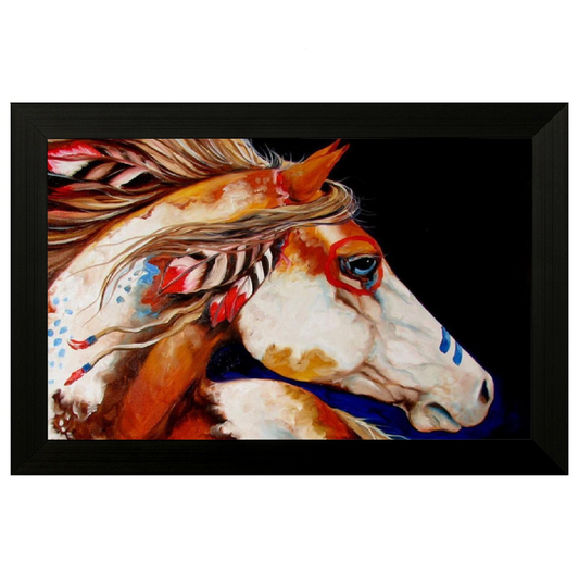 'Single Horse Design' Canvas Framed Painting (Vinyl Board, 45.72 cm x 2.54 cm x 30.48 cm, UV Texture)