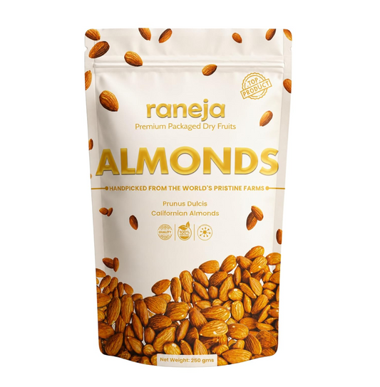 Raneja Pure California Almonds/Badam Whole 250g, 100% Natural Real Nuts & Dry Fruit Freshly Cleaned and Cleared, High in Fiber, Badam Giri, Rich in Protein, Magnesium, Phosphorus and Dietary Fibre