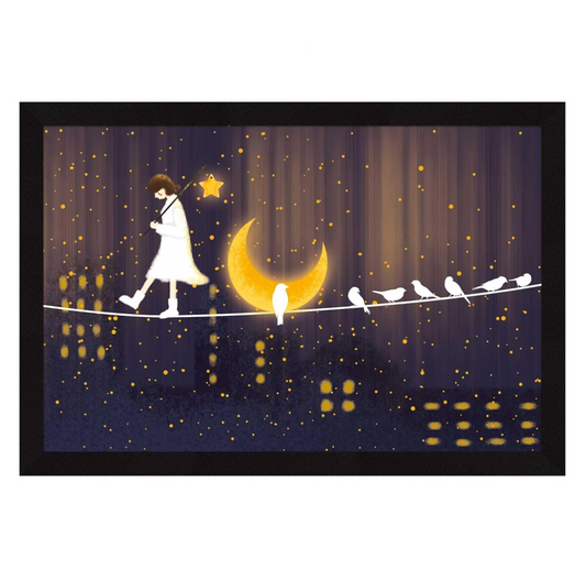 Moon Walk Wall Decor Paintings with Frame for Home Decoration, Painting for Living Room - Framed Painting for Wall Decoration, 12.0 X 18.0 inches, Set Of 1