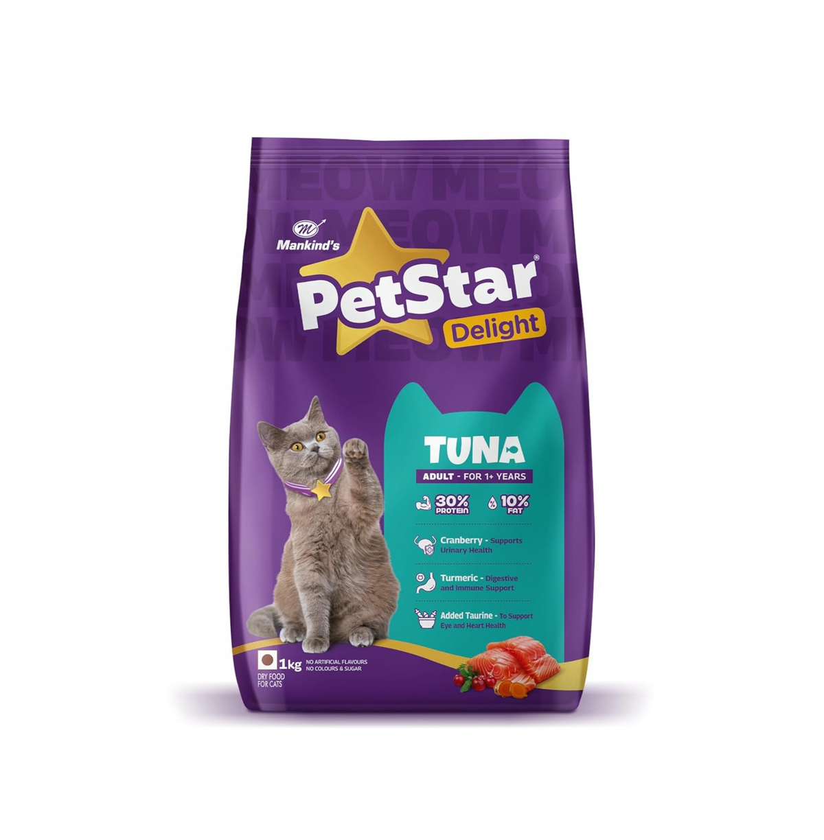 Mankind PetStar Adult Cat Food – Tuna Flavour (1 Kg) | Complete & Balanced Nutrition with Taurine for Urinary, Digestive & Heart Health