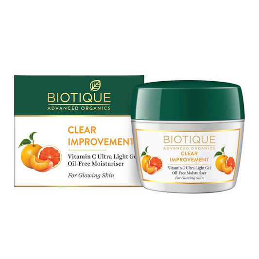 Biotique Vitamin C Ultra Light Gel Oil-Free Moisturizer with packaging on a white background