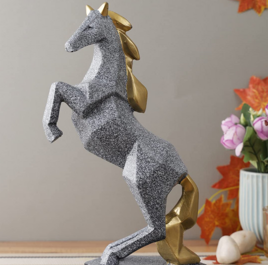 Horse with Uplifted Legs Standing Showpiece Statue for Home Decor Office Living Room Decoration Gift Item (Inches), Resin