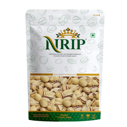 NRIP Premium California Roasted & Salted Pistachios 200g | Healthy Snacks, Dry Fruits, Pista | Tasty & Healthy | High in Protein & Dietary Fiber | Low Calorie Nuts