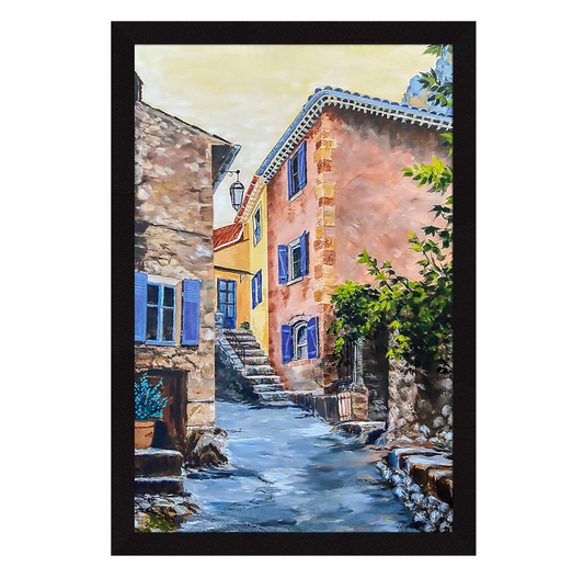 Vintage Street Wall Decor Paintings with Frame for Home Decoration - Painting for Living Room - Framed Painting for Wall Decoration, 12.0 X 18.0 inches, Set Of 1