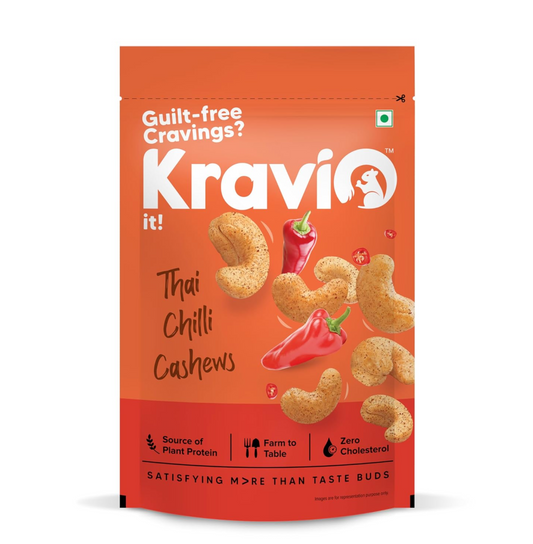 Kravio Premium Thai Chilli Roasted Cashew Nuts | Spicy Crunch - 200g