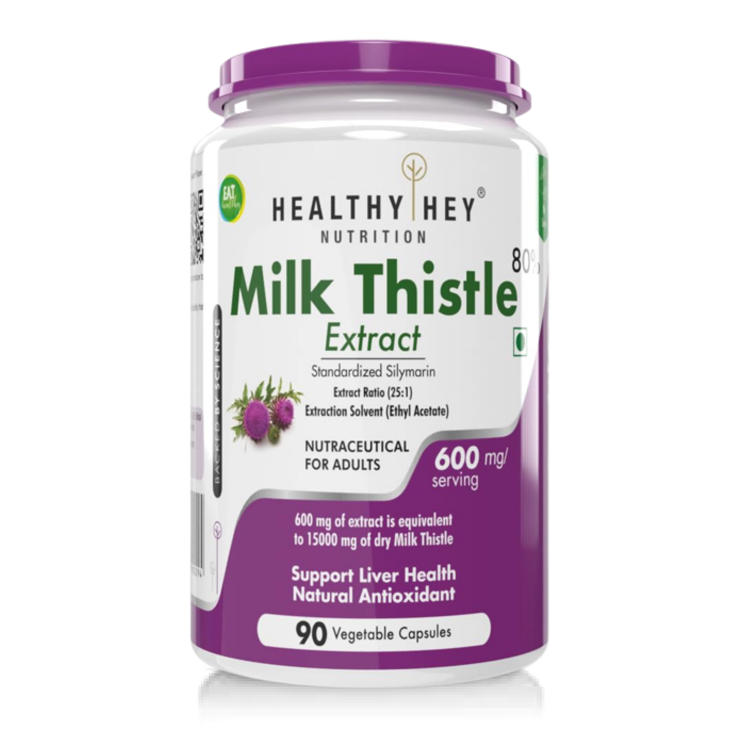 Zephivo HealthyHey Nutrition Milk Thistle Capsules for Liver Health - High Strenght -Extract - 90 Veg. Capsules
