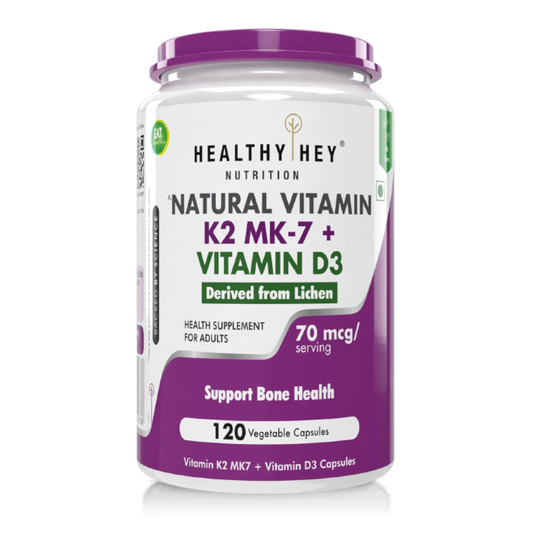 Zephivo HealthyHey Nutrition Natural Vitamin K2 + Natural D3 - Non-GMO | Non-Synthetic 120 Veg. Capsules
