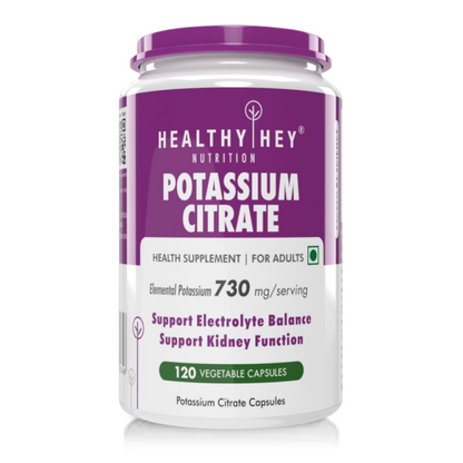 Zephivo HealthyHey Nutrition Potassium Citrate -120 Vegetable Capsules
