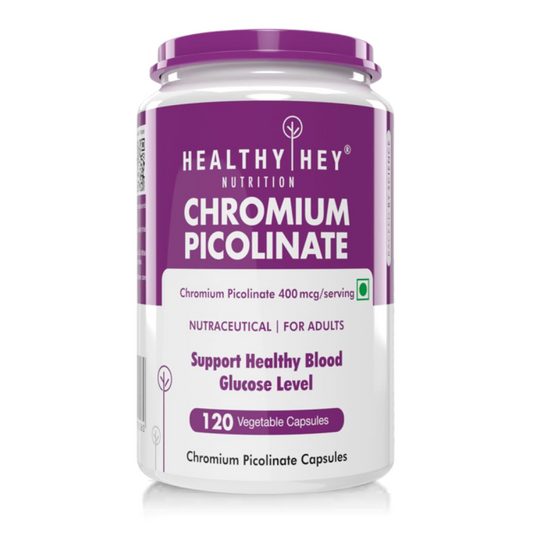 Zephivo HealthyHey Nutrition Chromium Picolinate -Support Glucose Metabolism (High Absorption) 120 Capsules, Non-GMO, Gluten Free
