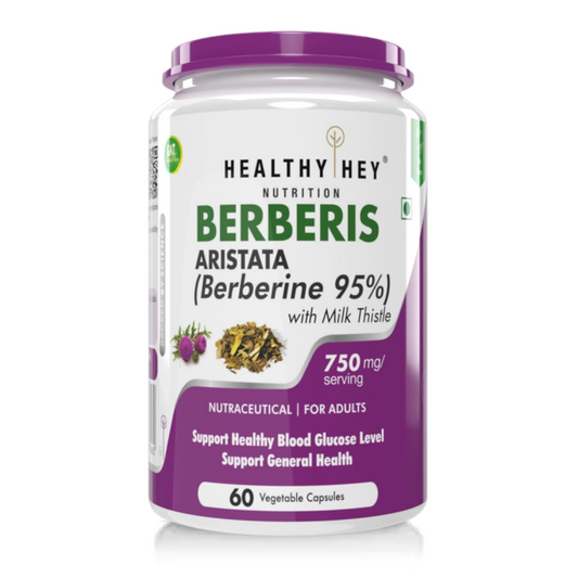 Zephivo HealthyHey Nutrition Berberis Berberine 95% with Milk Thistle Vegetable Capsules, 60 Count
