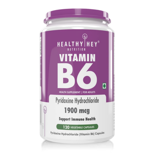 Zephivo HealthyHey Nutrition Vitamin B6 Pyridoxine -120 Veg. Capsules
