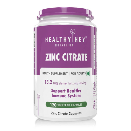 Zephivo HealthyHey Nutrition Zinc Citrate, Supports Immune and Immunity - 120 Veg Capsules
