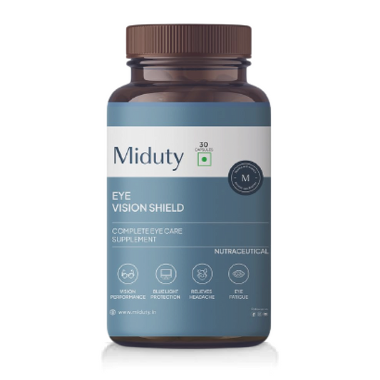 Zephivo Miduty by Palak Notes Eye Vision Shield Supplement for Dry Eyes Bilberry Fruit Extracts, Lutein, Beta Carotene, Zeaxanthin, Astaxanthin, Lycopene - Eye Vitamin for Blurry Vision - 30 Capsules
