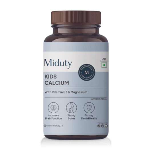 Zephivo Miduty by Palak Notes Kids Calcium with Vitamin D3 - K2 Magnesium No Sugar Added for Strong Bones, Brain Function, Immunity Booster, Strong Teeth Calcium Supplement Kids Multivitamin - 60 Chewables