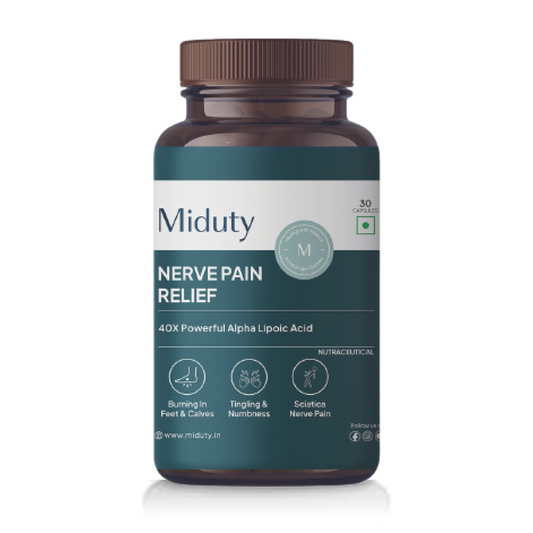 Zephivo Miduty by Palak Notes Nerve Pain Relief Nerve Damage for Nerve Blocks, Acetyl L-Carnitine, R-Lipoic Acid, Horse Chestnut, Combats Sciatica Pain & Tingling Sensation, Nerve Pain Relief Pack - 30 Caps