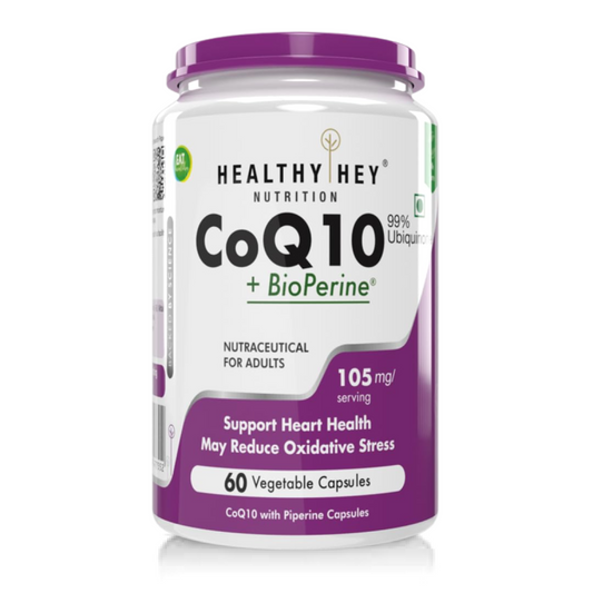 Zephivo HealthyHey Nutrition CoQ10 105mg with Bioperine -Supports Heart Health - 60 Veg Capsules
