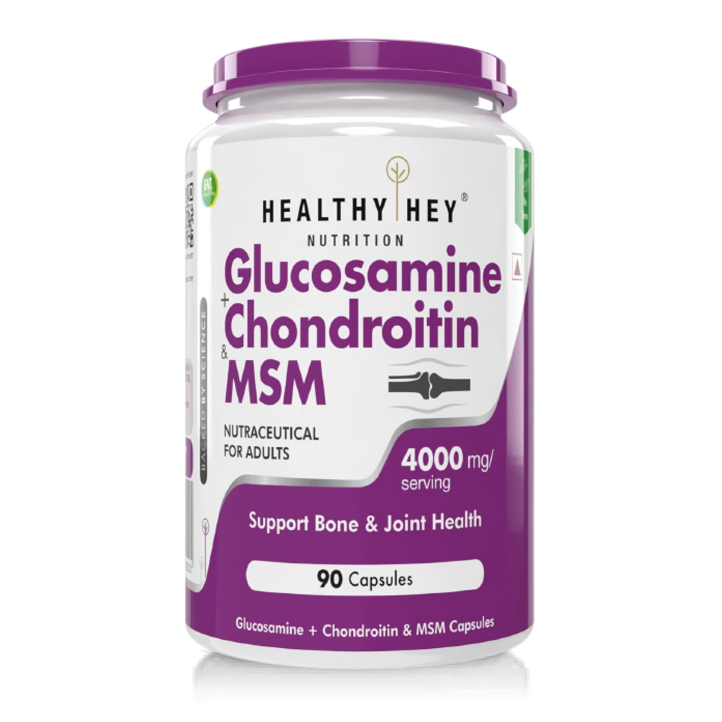 Zephivo HealthyHey Nutrition Glucosamine Chondroitin and MSM for Cartilage; Joint and Bone, 90 Capsules
