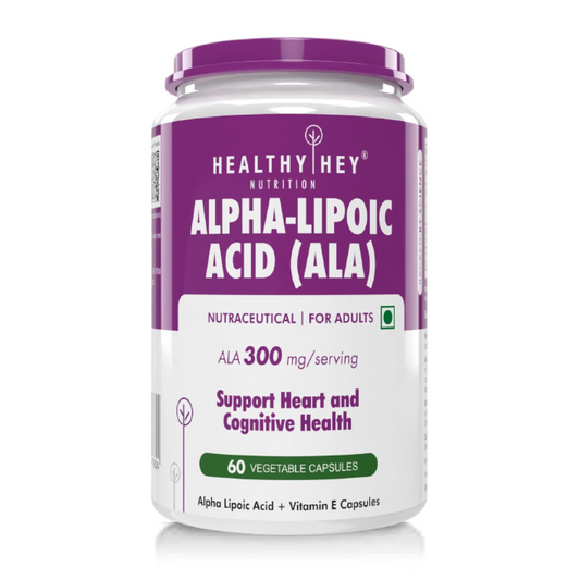 Zephivo HealthyHey Nutrition Alpha Lipoic Acid - ALA- Pack of 60 Veg. Capsules - Gluten Free & Non-GMO

