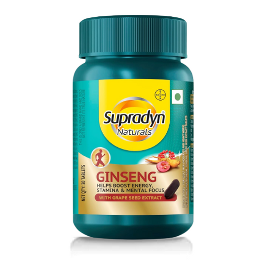 Zephivo Supradyn Naturals Ginseng Multivitamin for Men | Ginseng & Grapeseed Extract | 12 Vitamins, Zinc, Magnesium | Energy, Immunity, Stamina, Mental Focus | 30 Tablets | Veg