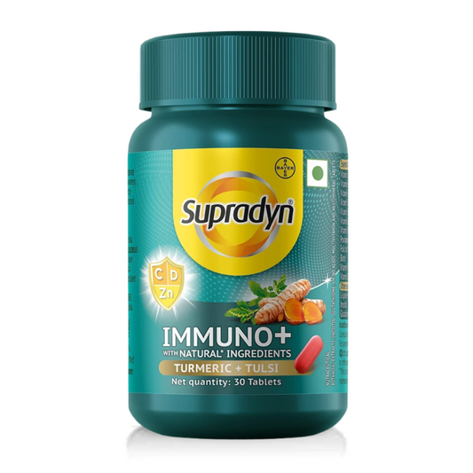 Zephivo Supradyn Immuno +, Multivitamin, Natural immunity booster with Vit C, Vit D, Zinc, Unique blend of Tulsi, Turmeric, Shatavari & Ashoka (30 Tabs)