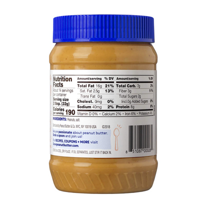 Peanut Butter & Co. Old Fashioned Peanut Butter, Non-GMO, Gluten Free, Vegan, No Sugar Added, 16 Ounce (Pack of 1)
