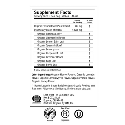 Yogi Tea, Stress Relief, Honey Lavender, Caffeine Free, 16 Tea Bags, 1.02 oz (29 g)