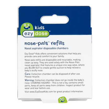 Ezy Dose Kids Nasal Aspirator Storage Refills, Sinus Relief and Mucus Sucker for Baby and Toddler, Nose-Pals, Convenient and Easy to Use, Disposable Chambers, BPA Free
