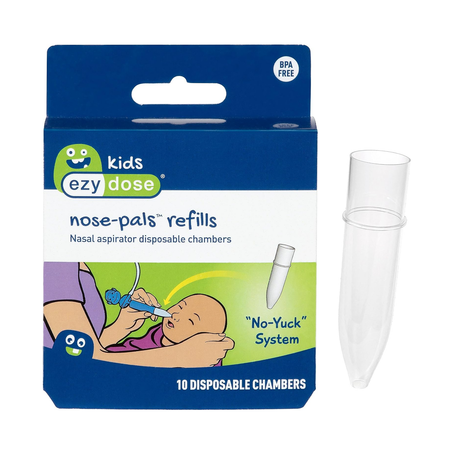 Ezy Dose Kids Nasal Aspirator Storage Refills, Sinus Relief and Mucus Sucker for Baby and Toddler, Nose-Pals, Convenient and Easy to Use, Disposable Chambers, BPA Free