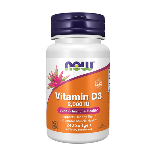 NOW Foods Supplements, Vitamin D-3 2,000 IU, High Potency, Structural Support*, 240 Softgels