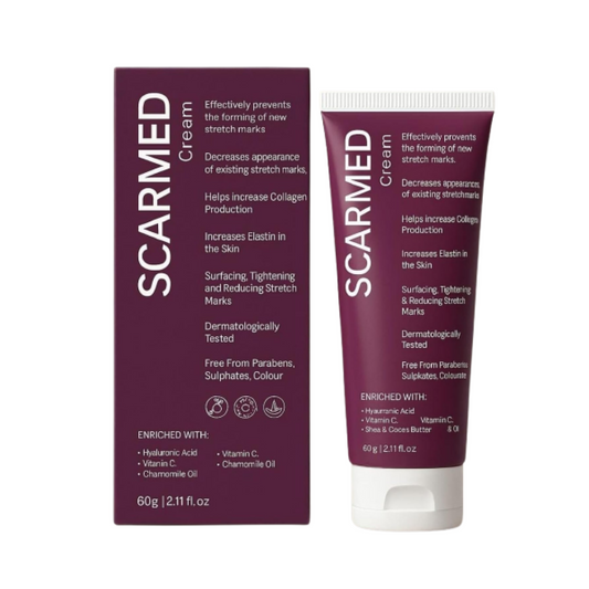 SCARMED Stretch Mark Prevention Cream with Hyaluronic Acid, Vitamin C, 60g