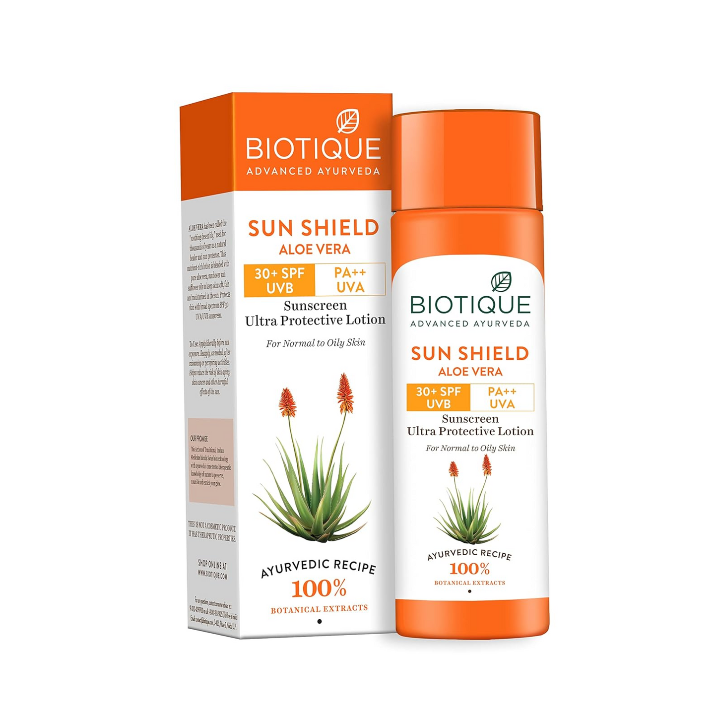 Biotique Sun Shield Aloe vera 30+ SPF UVB Sunscreen Ultra Protectective Lotion For Normal to Oily Skin 120ml