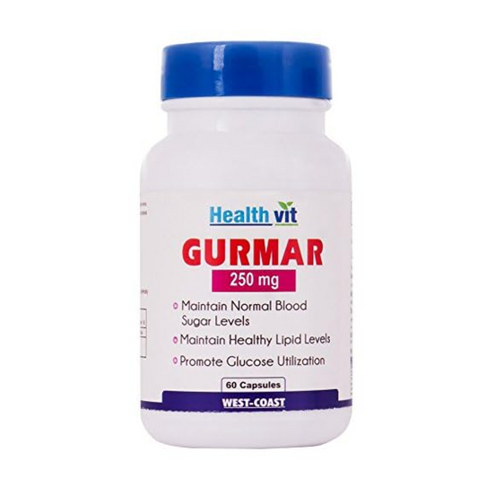 Healthvit Gurmar 250mg supplement bottle on a white background