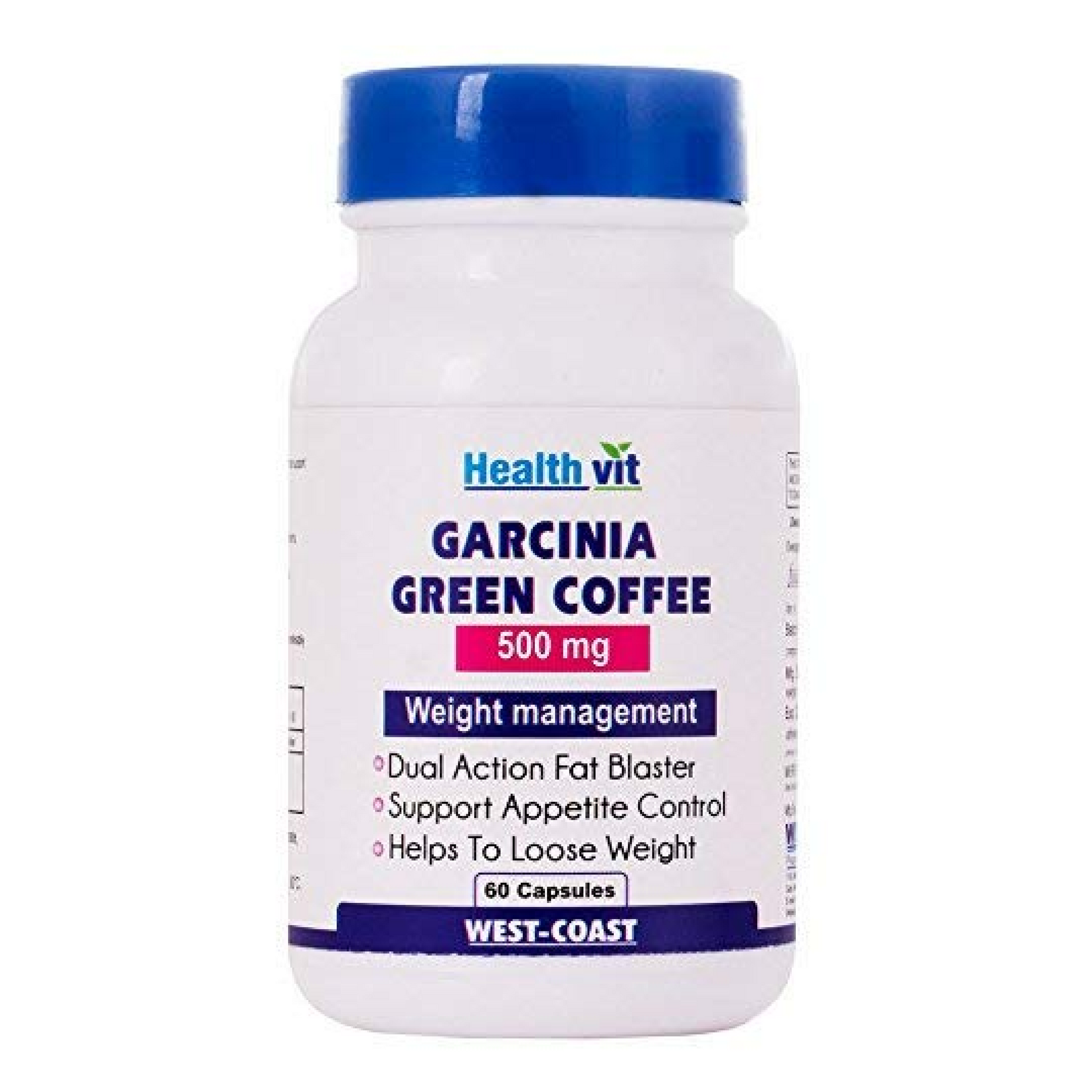 Healthvit Garcinia Green Coffee supplement bottle on a white background