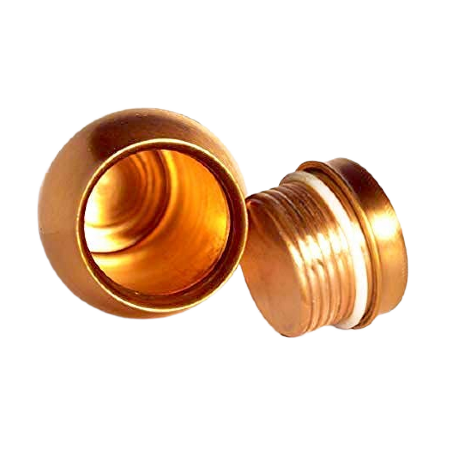 Two brass fitting components on a white background