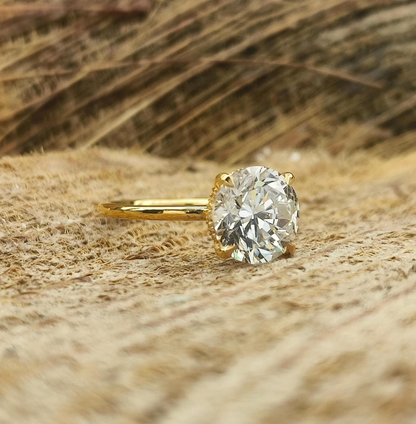 1, 2 or 3ct Round Cut Solitaire Halo Engagement Ring / Round Halo Wedding Ring / 2ct Round Simple Wedding Ring / Diamond Simulant CZ Ring