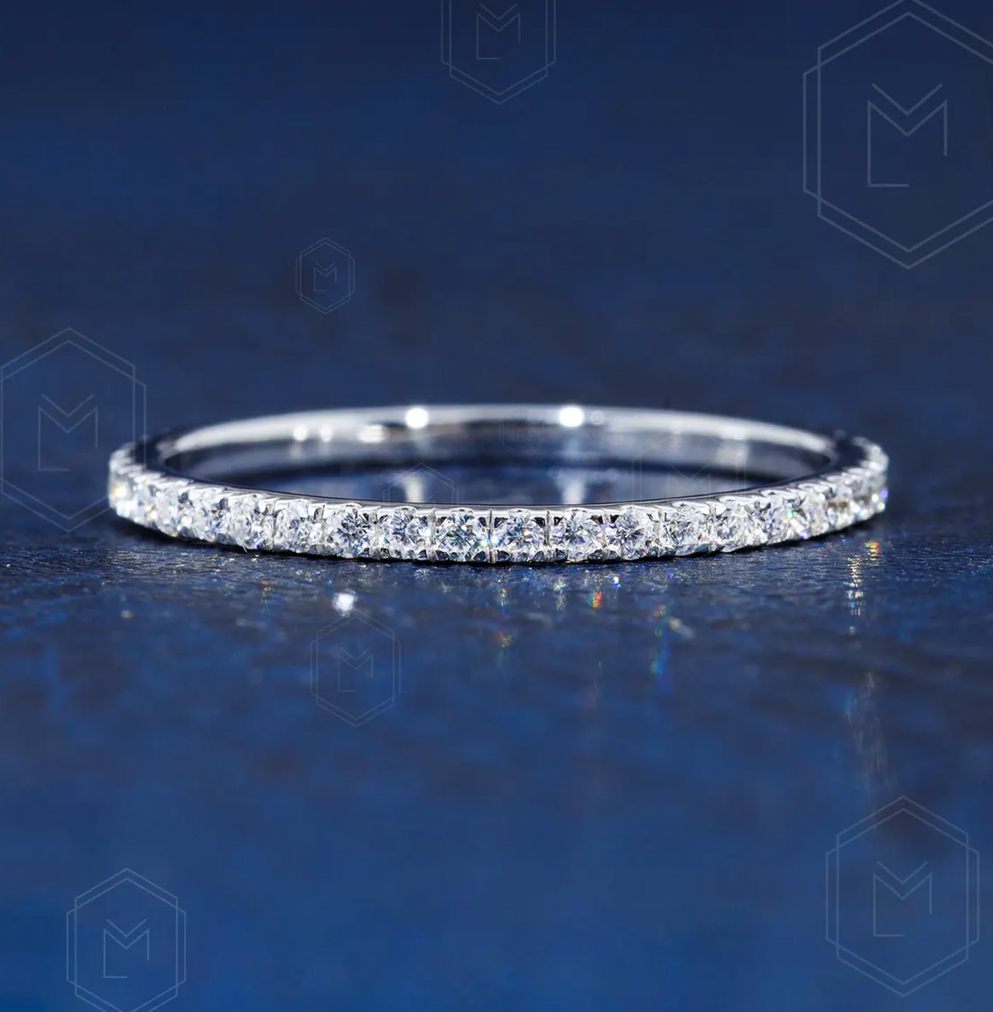 1.3MM Full Eternity Band Moissanite Wedding Band White Gold Band 14K gold Band Anniversary Band Matching Band, wedding gifts