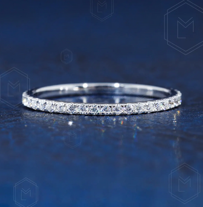 1.3MM Full Eternity Band Moissanite Wedding Band White Gold Band 14K gold Band Anniversary Band Matching Band, wedding gifts