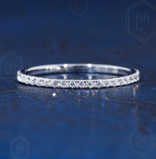 1.3MM Full Eternity Band Moissanite Wedding Band White Gold Band 14K gold Band Anniversary Band Matching Band, wedding gifts