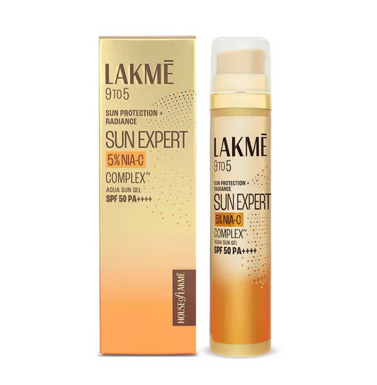 Lakme Sun Expert sunscreen product with packaging on a white background